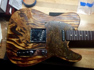 Burnt wood guitar