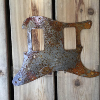 HH Strat pickguard  rusted and bare steel patterns. nice Strat Upgrade. Gloss finish. ships free