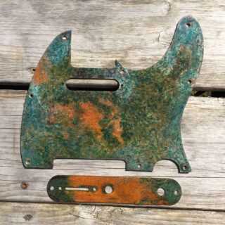 Patina green Rusted Tele pickguard with control plate . Fits USA tele. great green tones. Free shipping