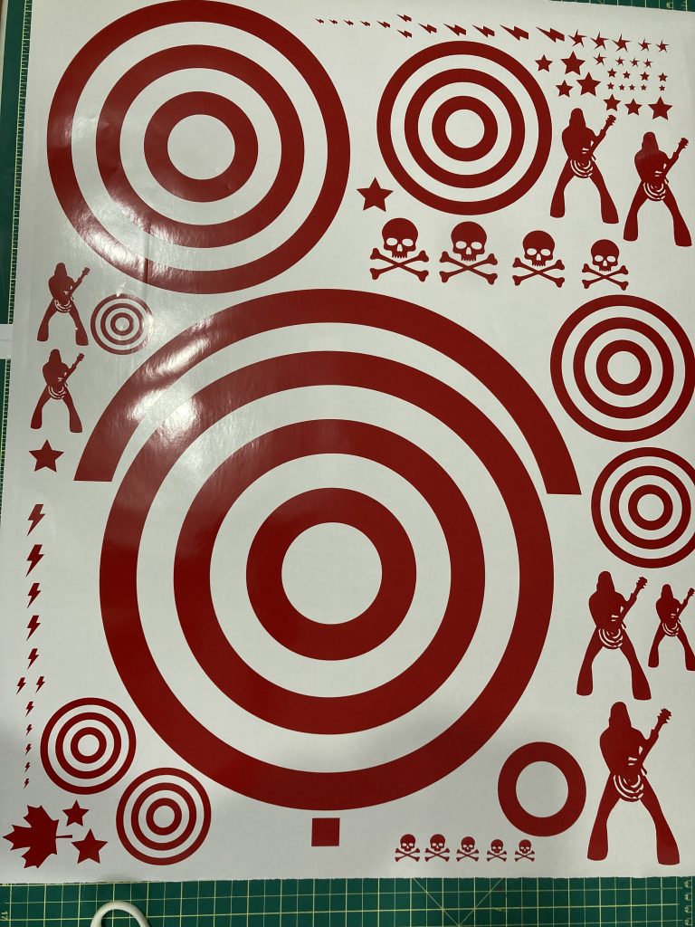 set of gloss vinyl bullseye for guitar graphics