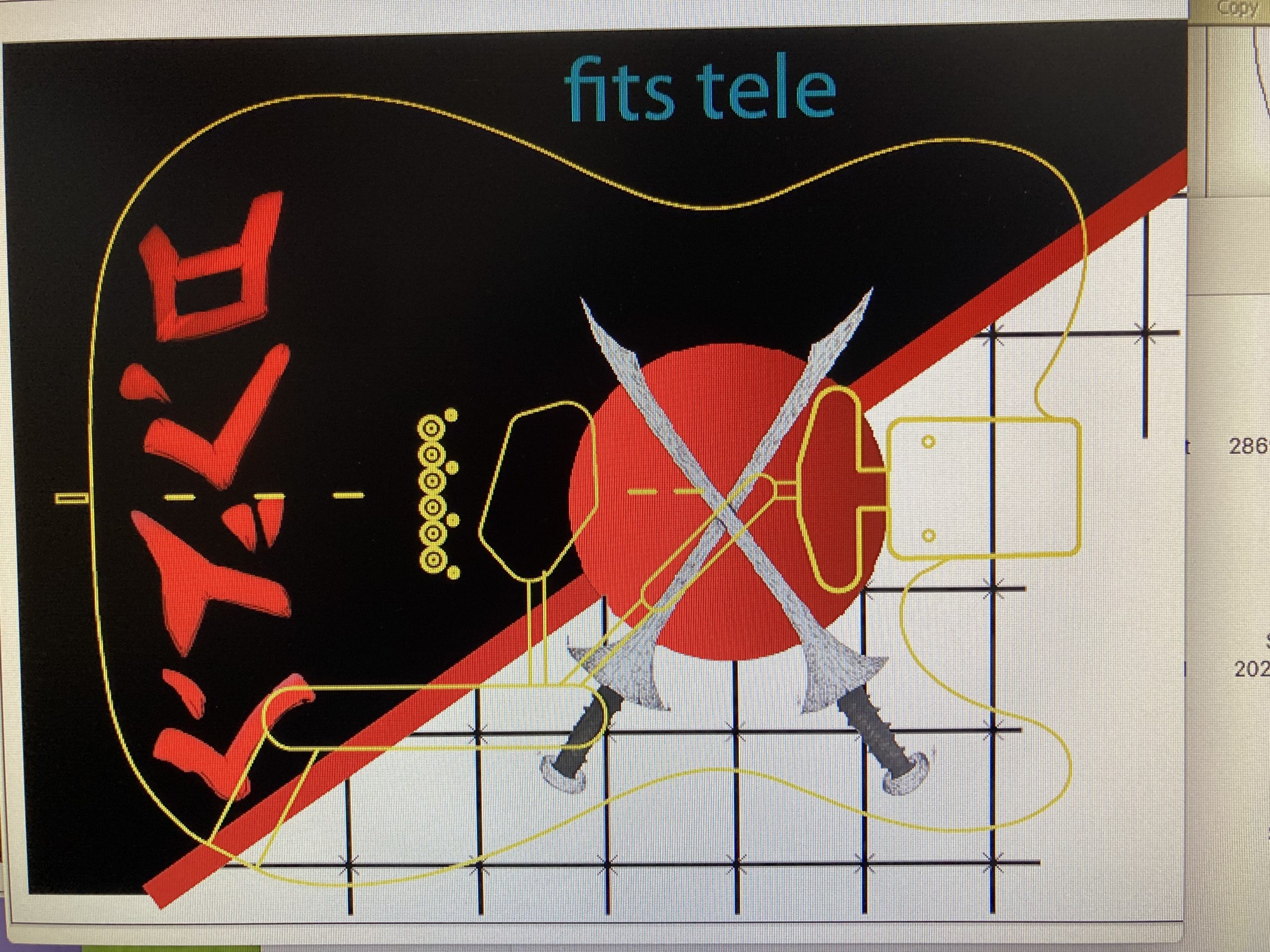 Demartini Crossed swords 80s guitar wrap. Recreation of famous graphic of signature guitar. (Copy) - Image 3