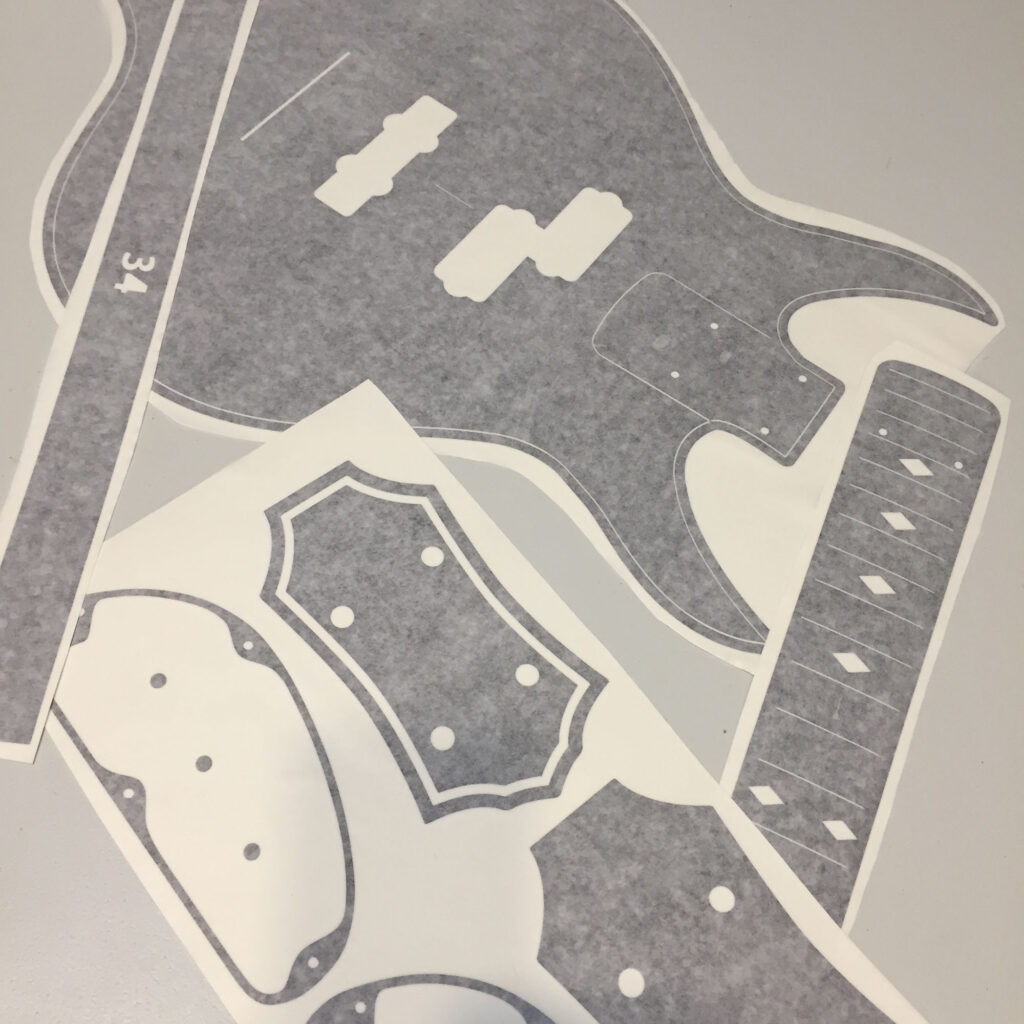 Punisher bass routing template for bass build replica. Complete body and neck set. Ships free