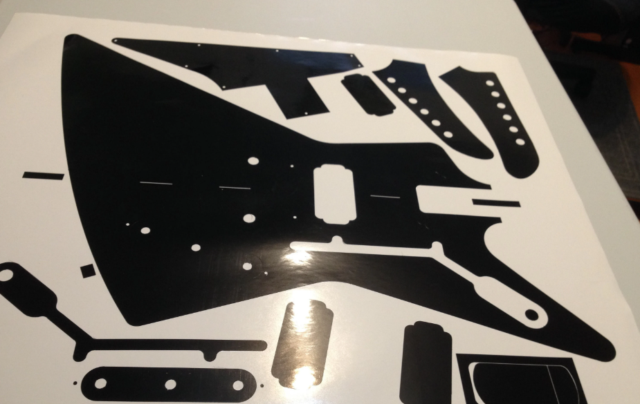 Explorer guitar Body Kit Vinyl Routing Template. Neck and pickguard. Ships free (Copy) - Image 4
