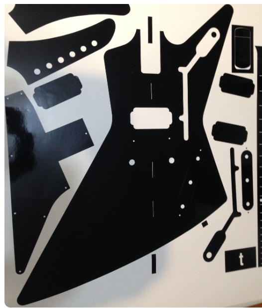 Explorer guitar Body Kit Vinyl Routing Template. Neck and pickguard. Ships free (Copy)