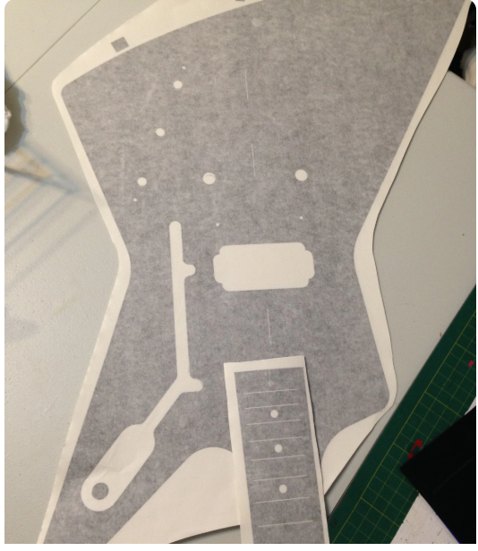 Explorer guitar Body Kit Vinyl Routing Template. Neck and pickguard. Ships free (Copy) - Image 9