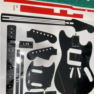 Mustang Guitar Vinyl Routing Template. Neck and pickguard plans included. Ships Free.