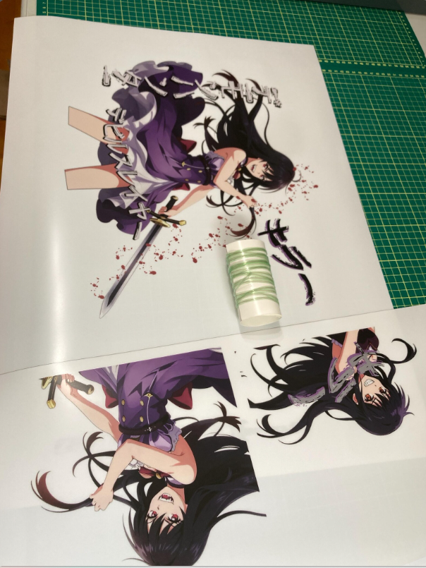 Demon Hunter guitar wrap. Anime Girl guitar graphic. Knifeless install - Image 4