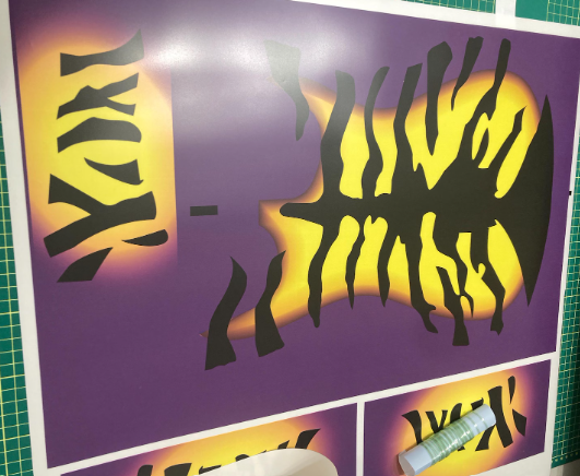 Purpleburst Tiger guitar wrap. lynch style. Knifeless install - Image 3