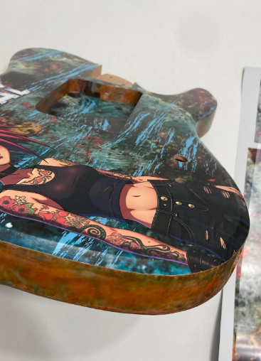 Anime Heavy Metal Guitar Wrap, Satin Vinyl Skin, Easy Apply Knifeless install - Image 5