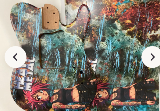 Anime Heavy Metal Guitar Wrap, Satin Vinyl Skin, Easy Apply Knifeless install - Image 7
