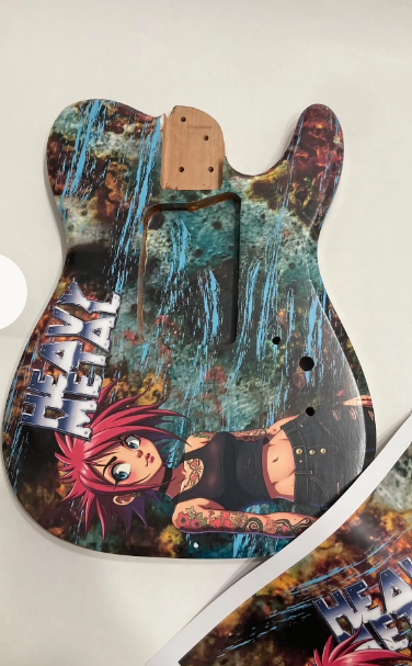 Anime Heavy Metal Guitar Wrap, Satin Vinyl Skin, Easy Apply Knifeless install - Image 8