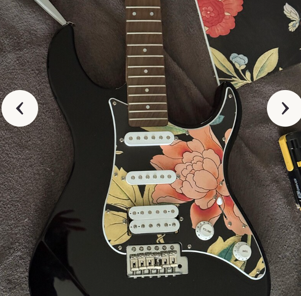 1988 JEM style Floral Guitar Wrap, High-Def Floral Cloth Pattern Sticker Print. - Image 3