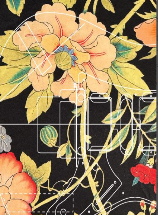 1988 JEM style Floral Guitar Wrap, High-Def Floral Cloth Pattern Sticker Print. - Image 7