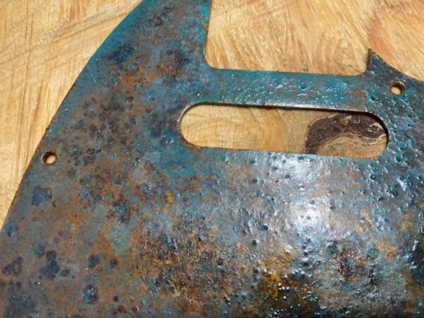 Rusted tele pickguard with blue patina and damaged textures. Extreme finish . Ships free - Image 11