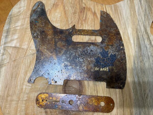 Rusted tele pickguard with blue patina and damaged textures. Extreme finish . Ships free - Image 13