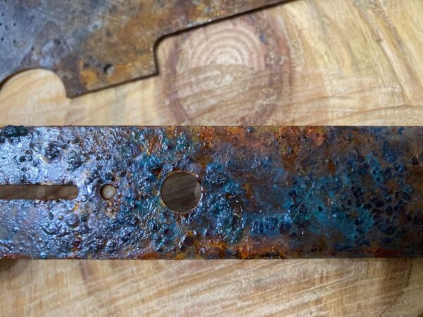 Rusted tele pickguard with blue patina and damaged textures. Extreme finish . Ships free - Image 4