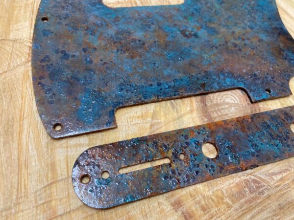 Rusted tele pickguard with blue patina and damaged textures. Extreme finish . Ships free - Image 9