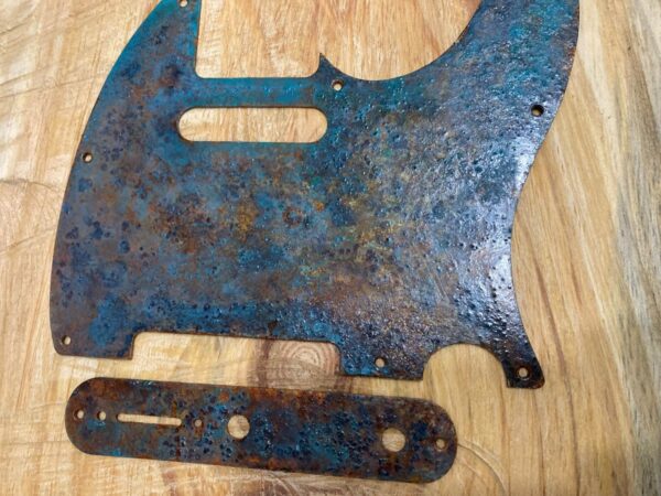 Rusted tele pickguard with blue patina and damaged textures. Extreme finish . Ships free - Image 10